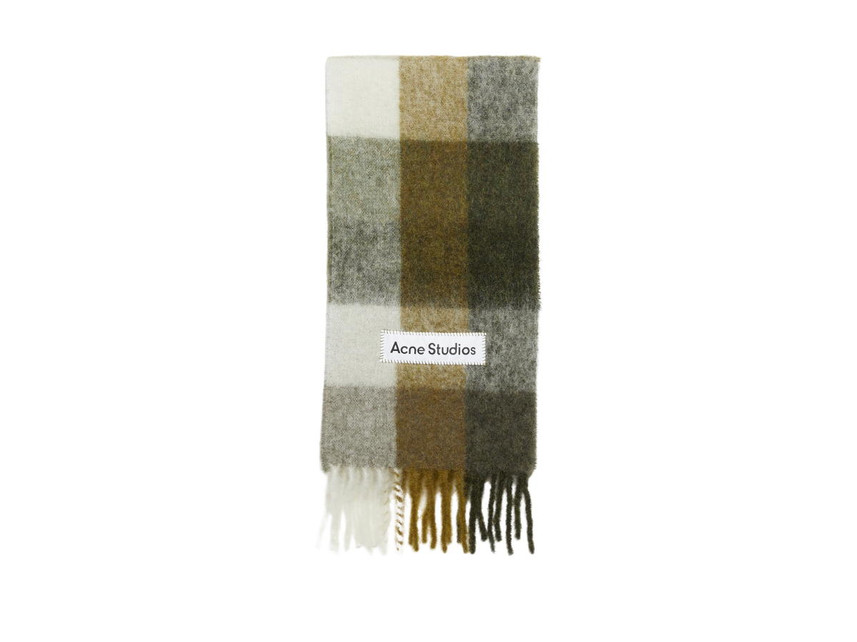 Acne Studios Acne Studios Mohair Checked Scarf Taupe Green