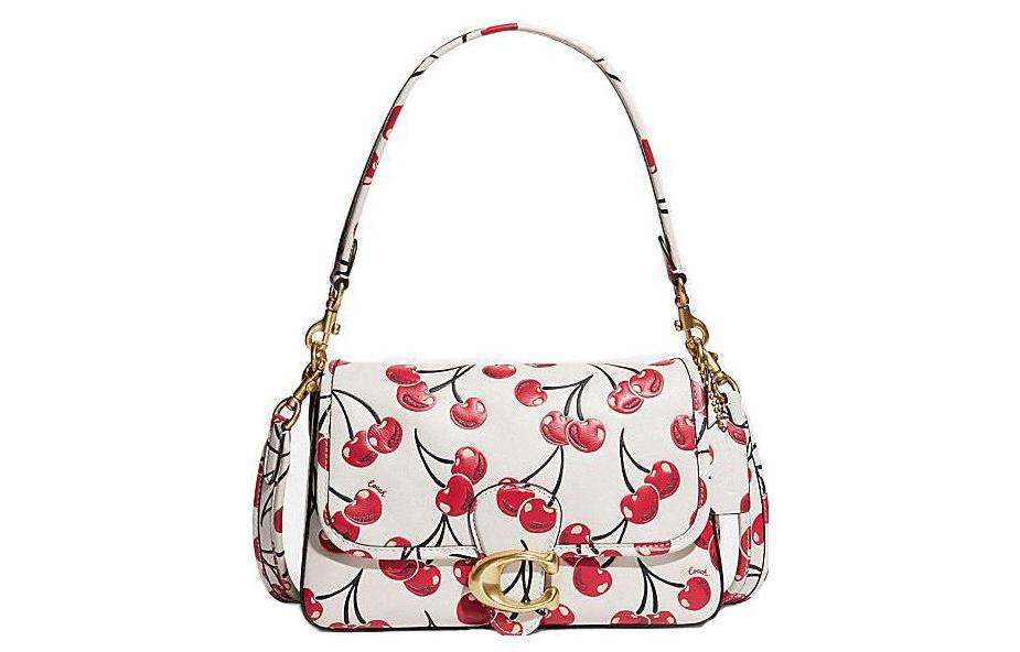Coach Coach Tabby Cow Leather Shoulder Bag Crossbody Bag Large Size Women's Pink White