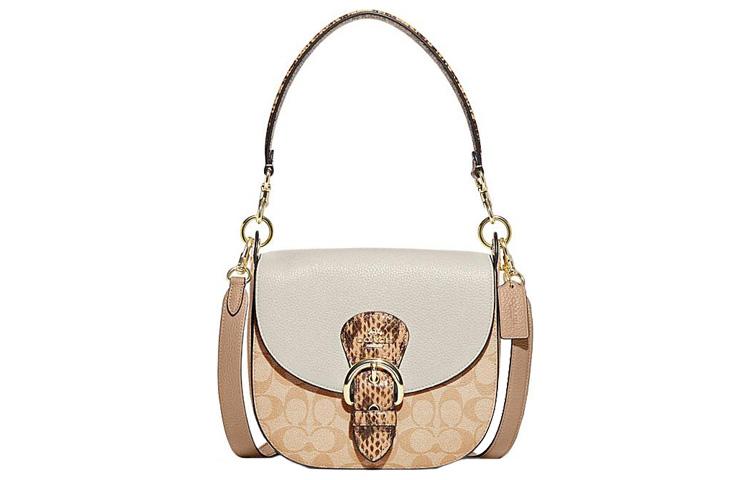 Coach Coach Kleo Artificial Leather With Cow Leather Shoulder Bag Medium Size Women's