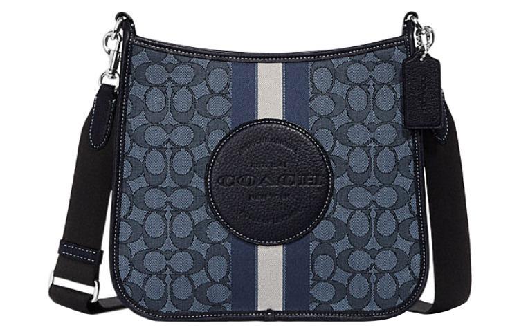 Coach Coach Dempsey Fabric With Cow Leather Shoulder Bag, Crossbody Bag Large Size Women's Blue