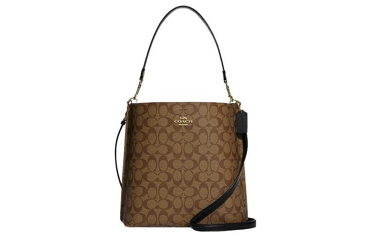 Coach Coach Mollie Canvas With Leather Bucket Bags Crossbody Bag, Shoulder Bag Large Size Women's