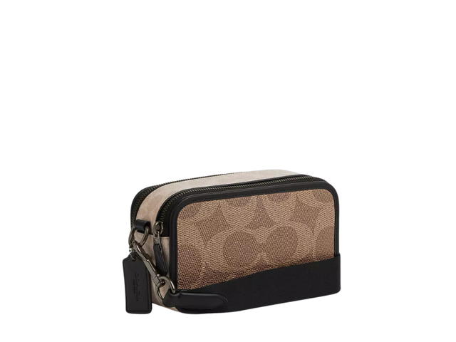 Coach Coach Wyatt Crossbody Bag In Blocked Signature Canvas With Silver Tone Hardware Black - view 2