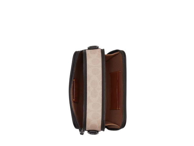 Coach Coach Wyatt Crossbody Bag In Blocked Signature Canvas With Silver Tone Hardware Black - view 3
