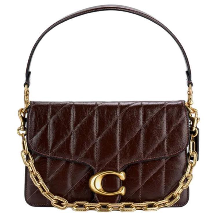 Coach Coach Cow Leather Shoulder Bag Medium Size Women's Maple Leaf