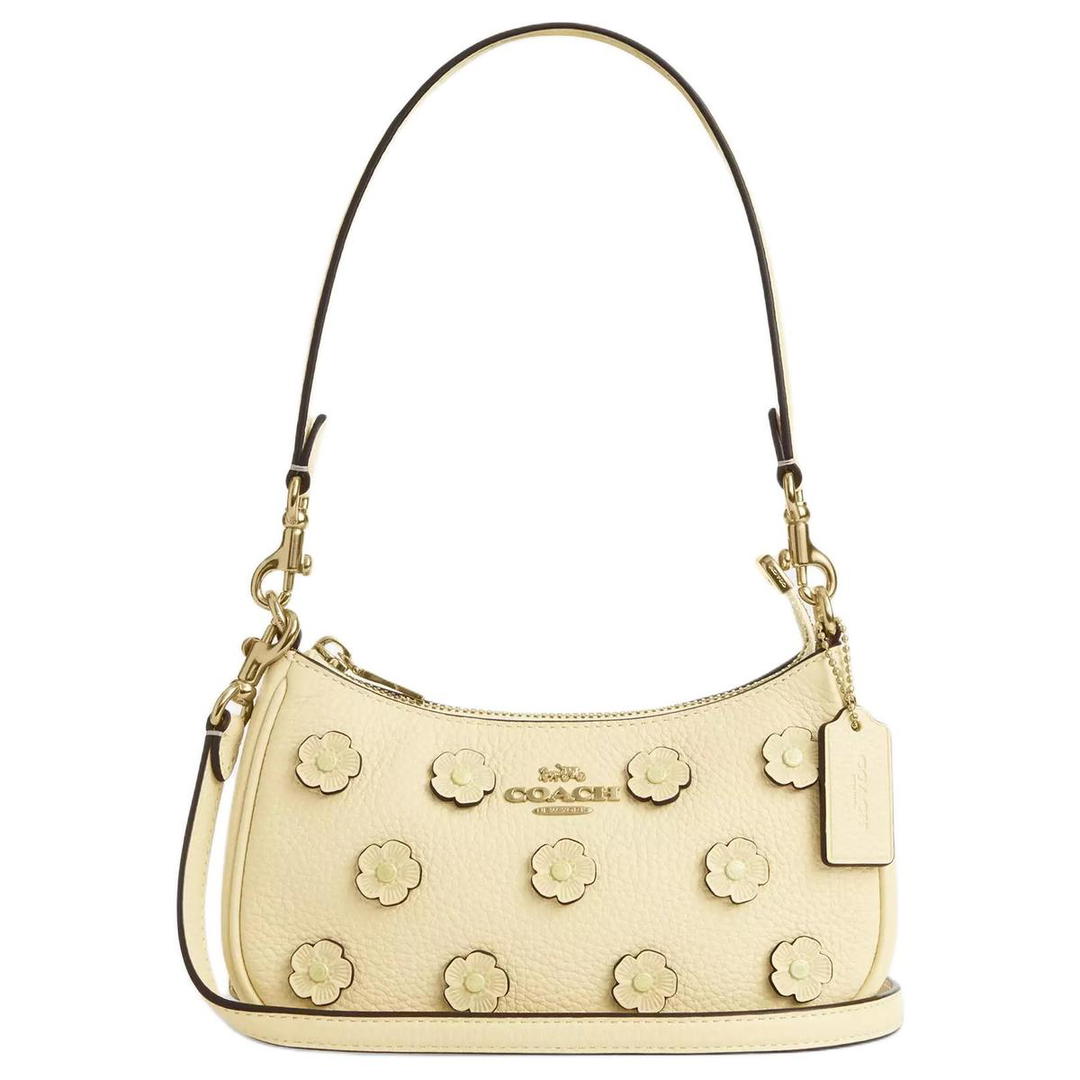 Coach Coach Teri Leather Shoulder Bag, Crossbody Bag Mini Women's Beige Yellow
