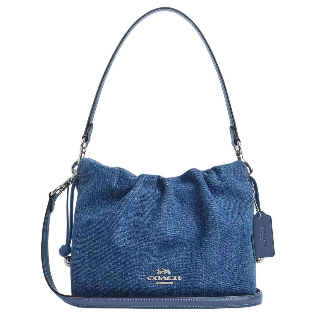 Coach Coach Faye Denim Shoulder Bag Small Size Women's Blue