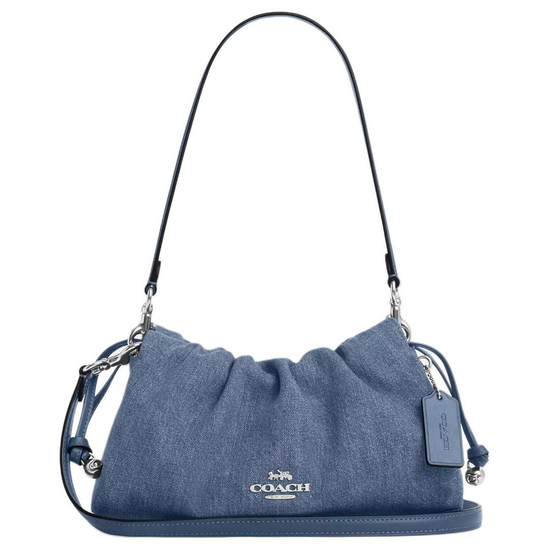 Coach Coach Faye Denim Shoulder Bag Medium Size Women's Blue