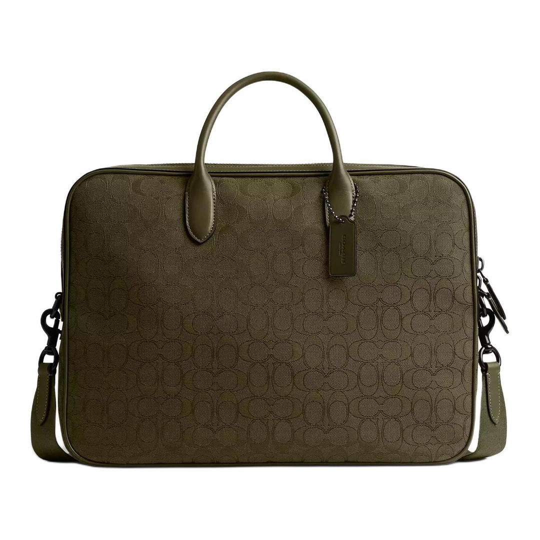 Coach Coach Jacquard With Calfskin Briefcase Large Size Men's Olive
