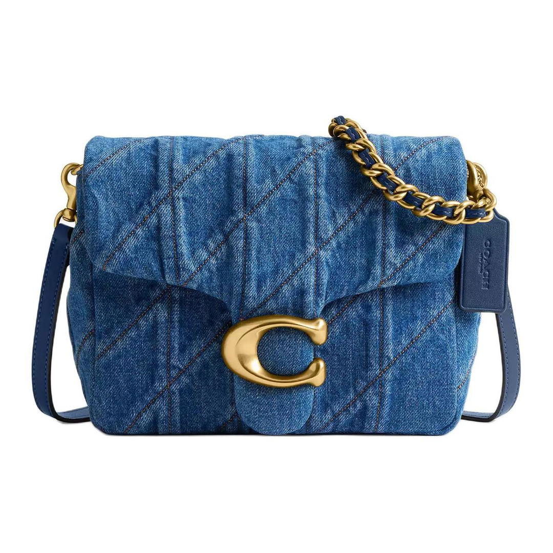 Coach Coach Tabby Denim Shoulder Bag Small Size Women's Brass & Dark Blue