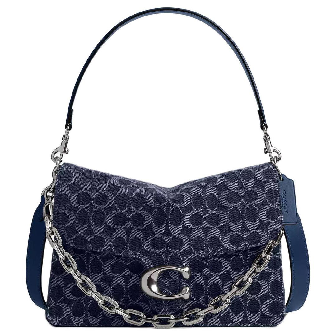 Coach Coach Tabby Denim One Shoulder Handbag Large Size Women's Black