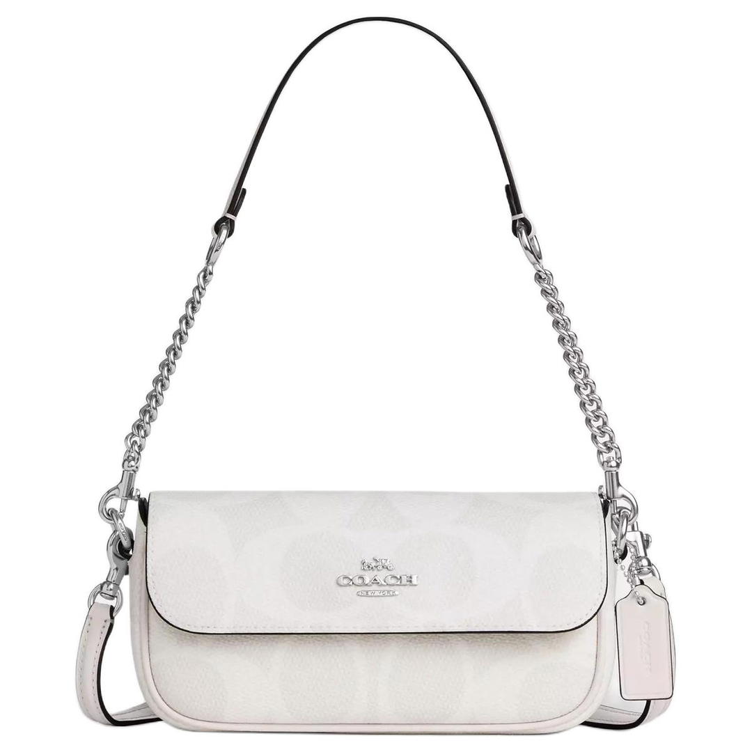 Coach Coach Coated Canvas Crossbody Bag Shoulder Bag Small Size Women's White