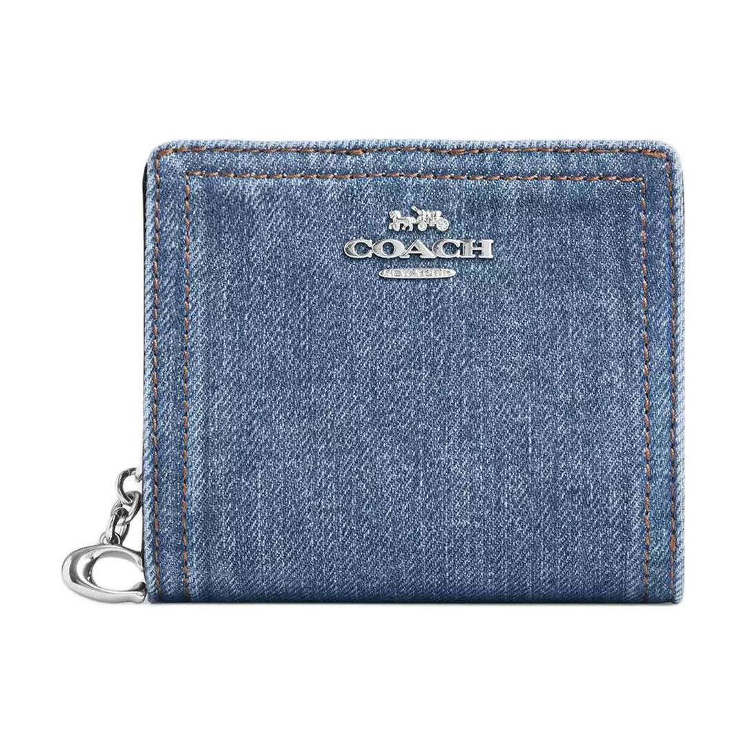 Coach Coach Snap Wallet Denim Wallet Mini Women's Blue