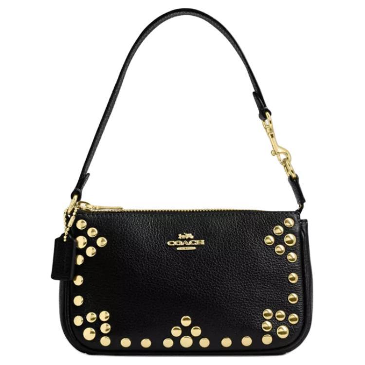 Coach Coach Nolita Delicate Pebble Leather Handbag, Shoulder Bag Small Size Women's Black