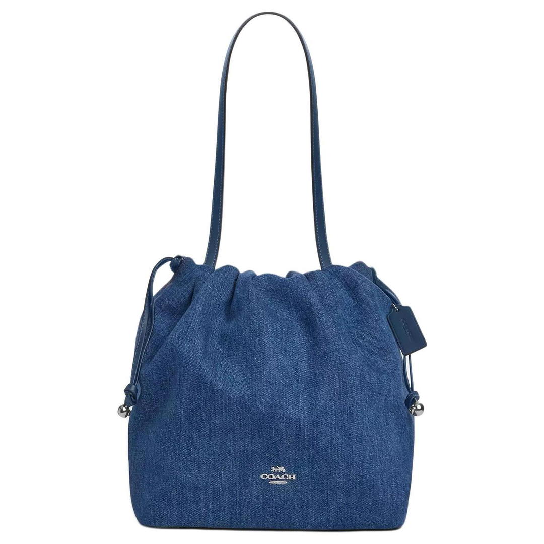 Coach Coach Faye Denim Bucket Bag, Shoulder Bag Large Size Women's Blue
