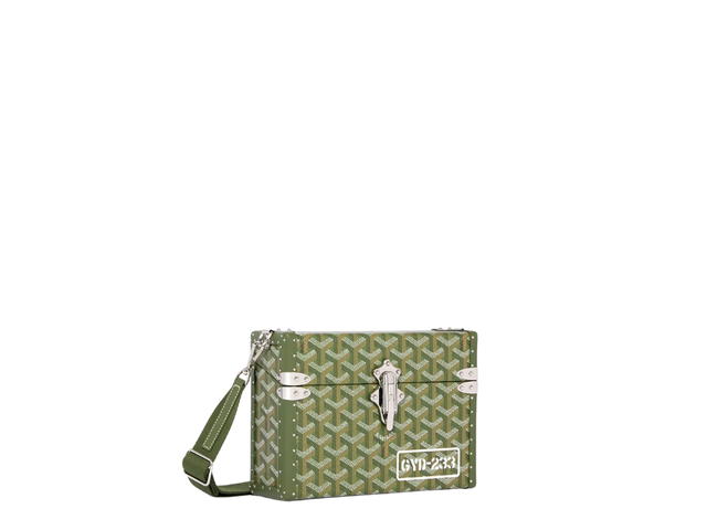Goyard Goyard Cassette Trunk Bag In Goyardine Canvas And Clamecy Cowhide With Palladium Hardware Khaki - view 1