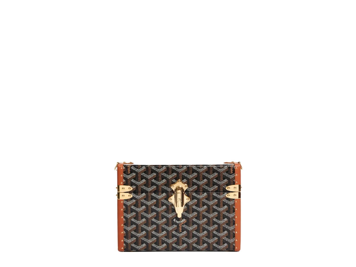 Goyard Goyard Cassette Trunk Bag In Goyardine Canvas And Clamecy Cowhide With Gold Hardware Black Tan Brown