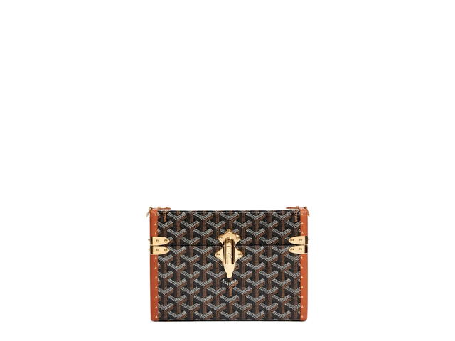 Goyard Goyard Cassette Trunk Bag In Goyardine Canvas And Clamecy Cowhide With Gold Hardware Black And Tan - view 1