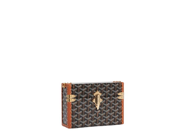 Goyard Goyard Cassette Trunk Bag In Goyardine Canvas And Clamecy Cowhide With Gold Hardware Black And Tan - view 2