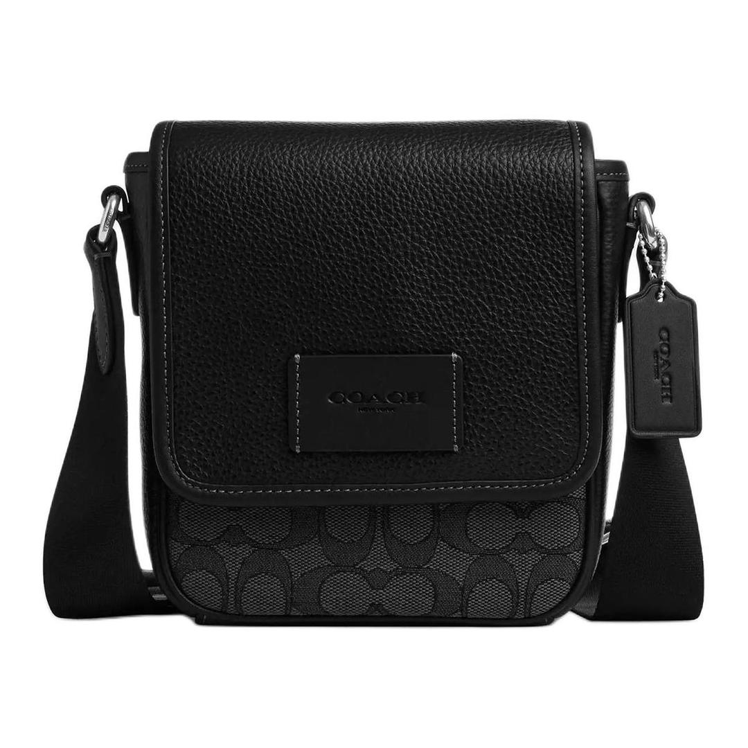 Coach Coach LUCASSignature Smooth Calf Leather Crossbody Bag Mini Men's Black