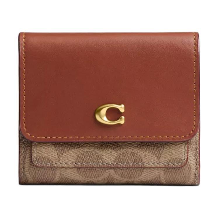 Coach Coach Coated Canvas Wallet Small Size Women's Tan Caramel