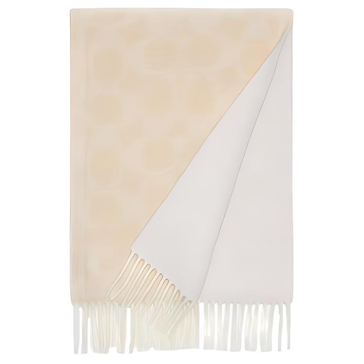 Coach Coach Cashmere Knit Scarves Unisex Double Sided Light Camel/Beige