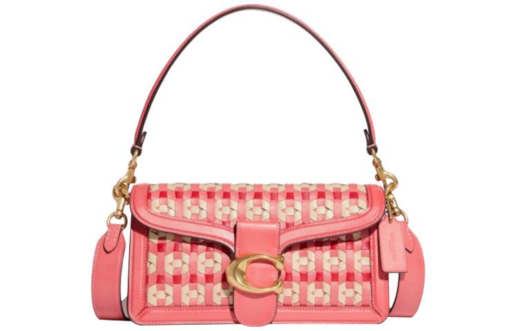 Coach Coach Tabby Leather One Shoulder Handheld Crossbody Bag Medium Size Women's Bright Coral