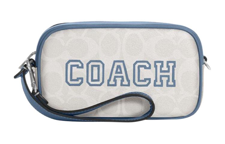 Coach Coach Jamie Artificial Leather Wrist Bags Handheld Handbags Small Size Women's Chalk White & Indigo