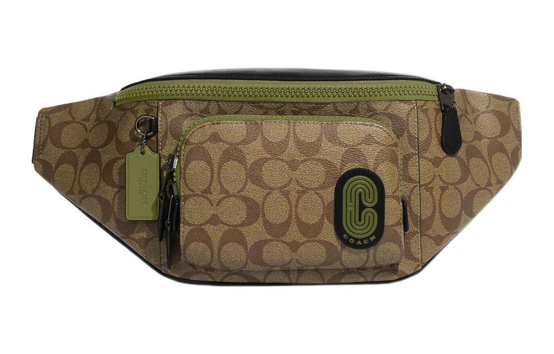 Coach Coach Track With Cow Leather Shoulder Bag Crossbody Bag Sling Bag Fanny Pack Large Size Men's Khaki & Olive Green