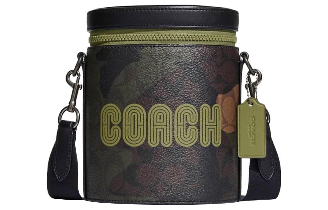 Coach Coach Barrel Coated Canvas With Smooth Calfskin Bucket Bags Shoulder Bag Crossbody Bag Mini Men's Olive Green