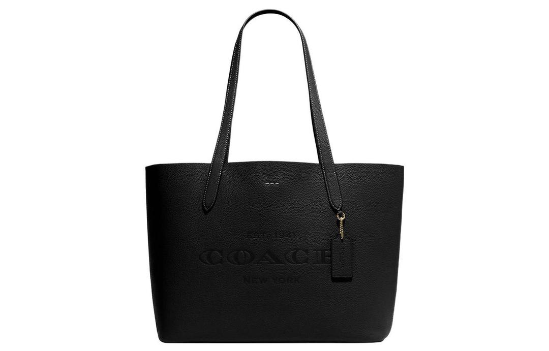 Coach Coach Tote Pebbled Leather Tote Bag Shopping Bag Handbag Shoulder Bag Women's Black