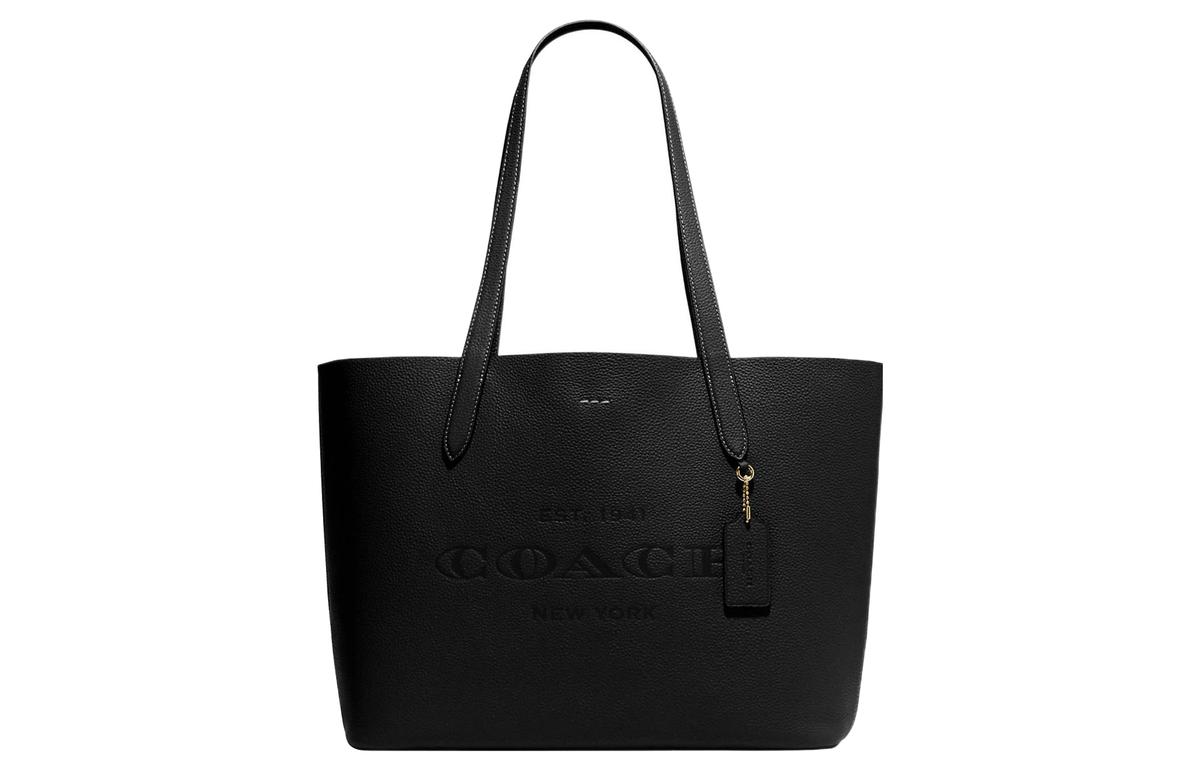 Coach Coach Tote Pebbled Leather Tote Bag Shopping Bag Handbag Shoulder Bag Women's Black
