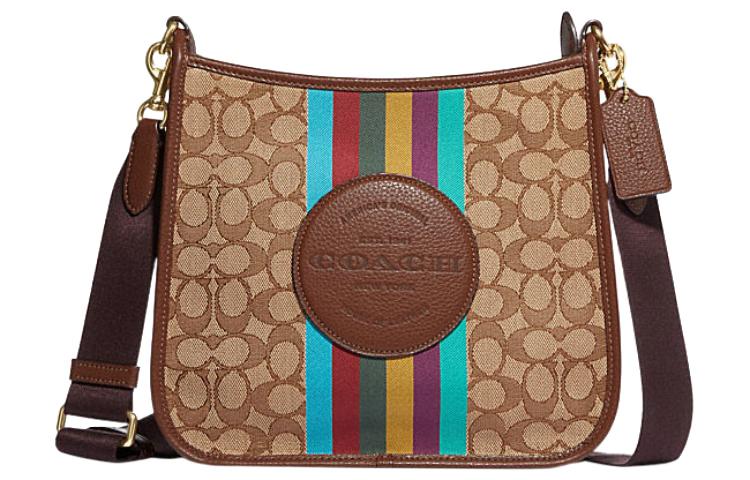 Coach Coach Dempsey Fabric Cow Leather Patchwork Document Bag Shoulder Bag Crossbody Bag Large Size Women's Khaki Monogram