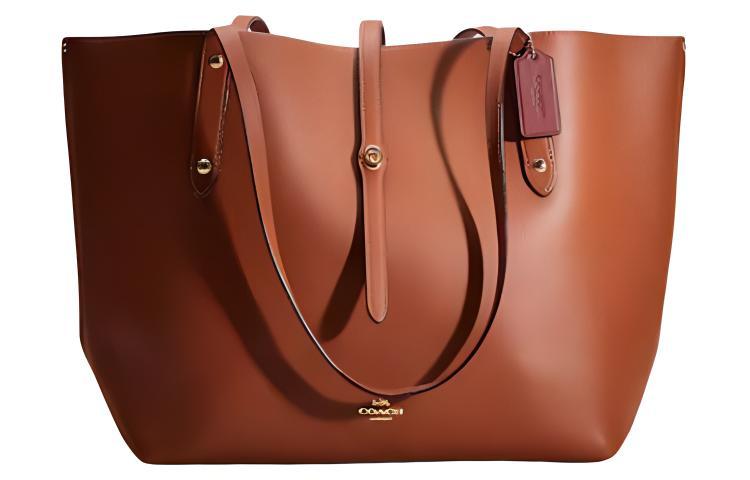 Coach Coach Market Tote Pebbled Leather Tote Bag, Shopping Bag, Shoulder Bag, Handbag Regular Women's Saddle Brown