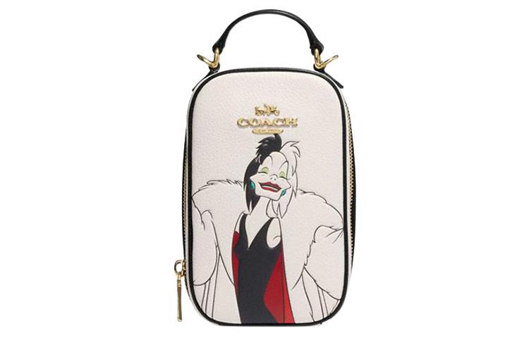 Coach Coach Disney Collaboration Eva Cow Leather Handbag Shoulder Bag Crossbody Bag Small Size Women's White