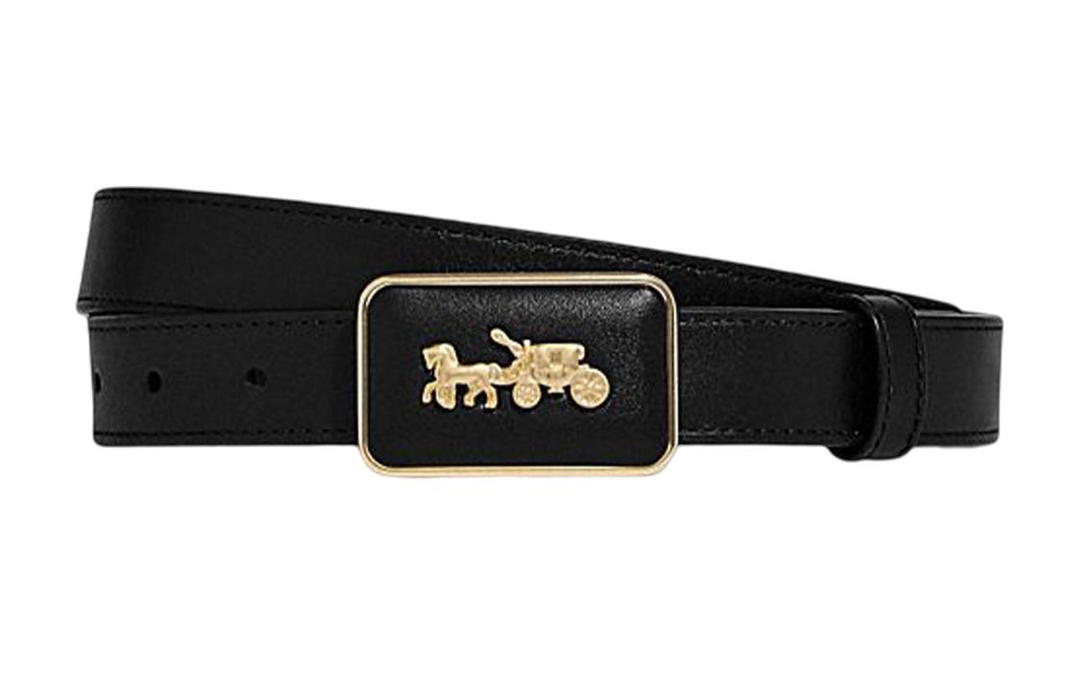 Coach Coach Cow Leather Belts Unisex Black Width 2.5cm