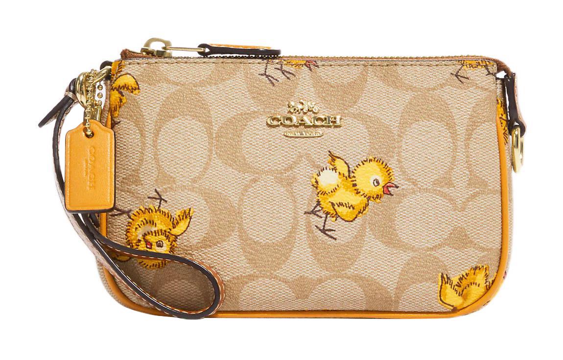 Coach Coach Nolita Artificial Leather Mahjong Bag Handbag Wrist Bag Clutch Regular Women's Khaki & Yellow