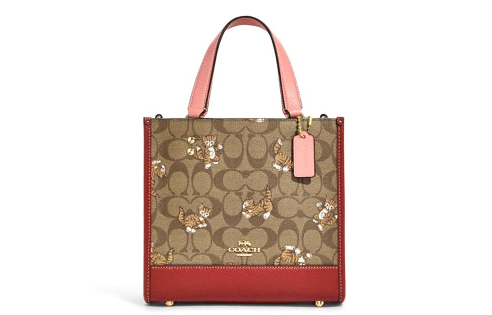 Coach Coach Dempsey Cow Leather Tote Bag Shopping Bag Crossbody Handbag Small Size Women's Monogram Khaki