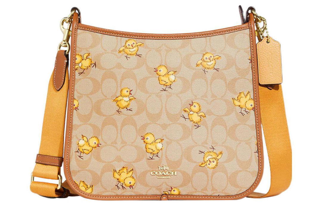 Coach Coach Dempsey Coated Canvas With Refined Pebbled Leather Shoulder Bag Crossbody Bag Large Size Women's Light Khaki