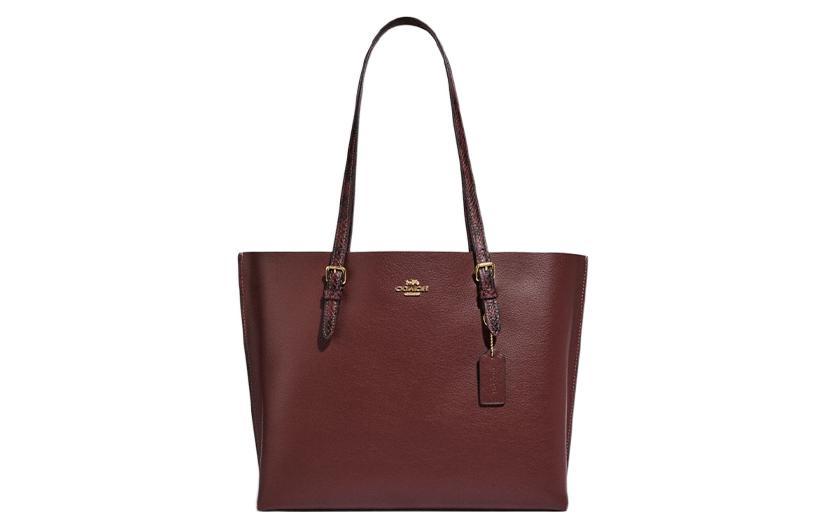 Coach Coach Mollie Cow Leather Tote Bag, Shopping Bag, Shoulder Bag, Handbag Large Size Women's Burgundy