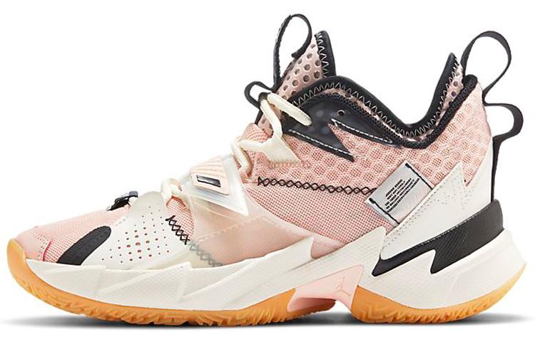 Jordan Jordan Why Not Zer0.3 Slip Resistant Cushioning Wear Resistant Mid Top Children's Basketball Shoes Coral Pink Teenagers