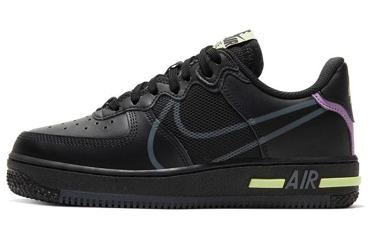 Nike Nike Air Force 1 Low React Black Violet Star Barely Volt GS