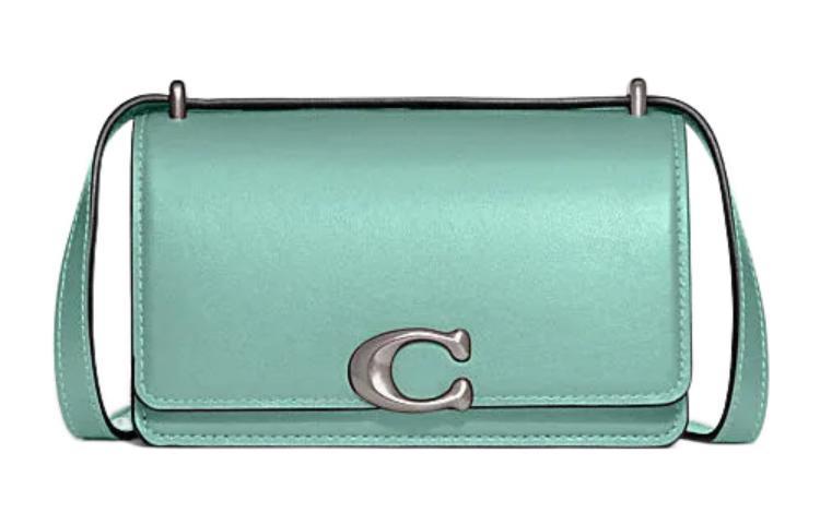 Coach Coach Bandit Shiny Cow Leather Envelope Bag Shoulder Bag Crossbody Bag Small Size Women's Blue