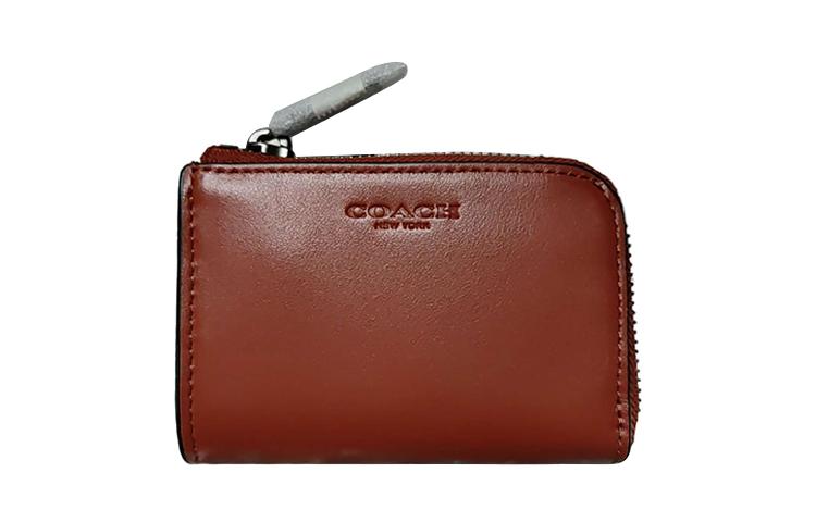 Coach Coach Card Case Premium Calfskin Card Holder Wallet Unisex Orange