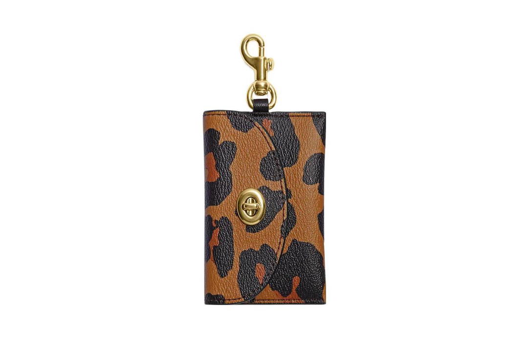 Coach Coach Card Case Coated Canvas With Smooth Leather Business Card Holder Card Case Mini Women's Brown Black