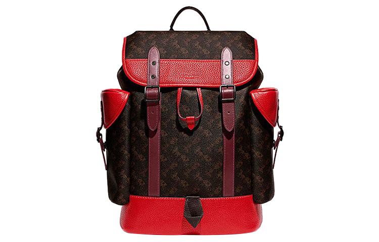 Coach Coach Hitch With Cow Leather Backpack Large Size Men's Brown & Red