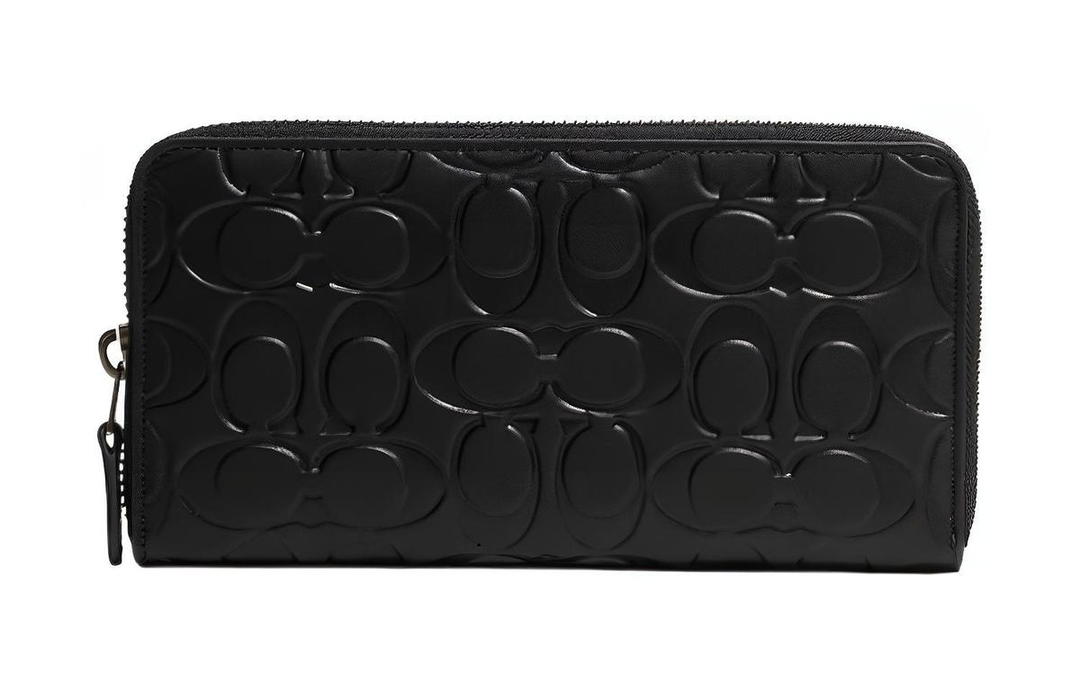 Coach Coach Accordion Wallet Cow Leather Card Holder Wallet Women's Black