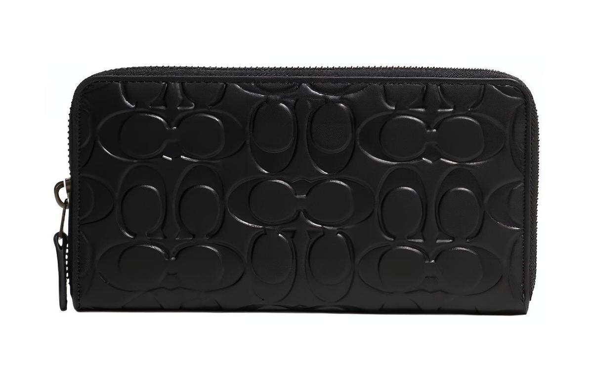 Coach Coach Accordion Wallet Cow Leather Card Holder Wallet Women's Black