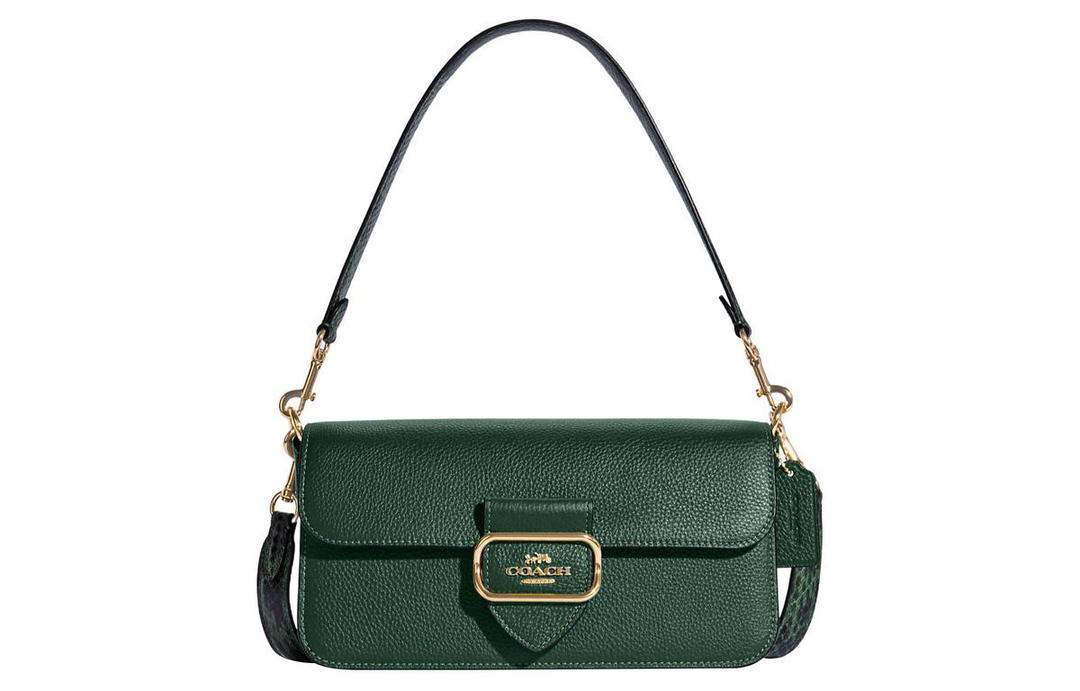 Coach Coach Cow Leather Portable Crossbody Bag Shoulder Bag Women's Dark Green