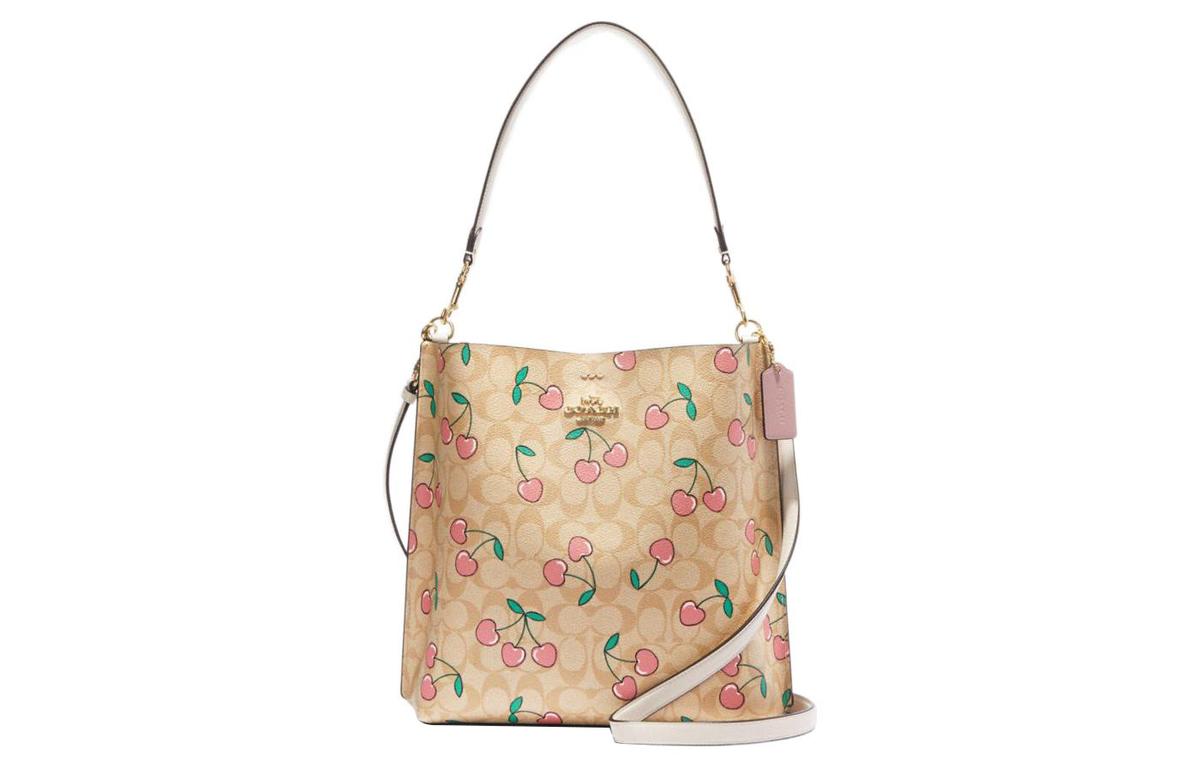 Coach Coach Mollie Artificial Leather Bucket Bags Shoulder Bag Crossbody Bag Handbag Regular Women's Beige