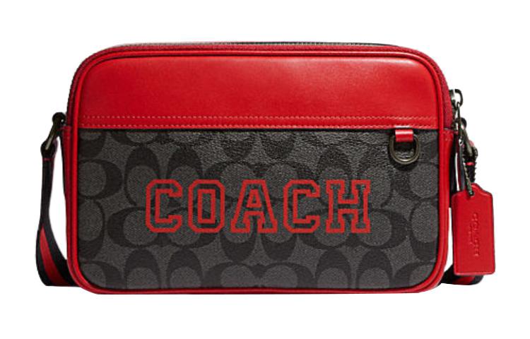 Coach Coach Graham Canvas With Leather Shoulder Bag Crossbody Bag Medium Size Men's Red